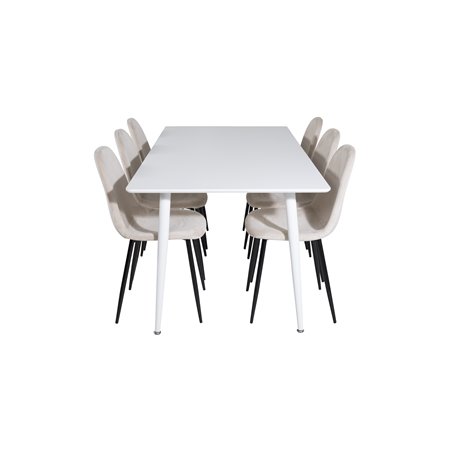 Polar Dining table 180 cm - White top / White Legs, Polar Dining Chair- Black legs / Beige Velvet (ersätter 19902-880)_6