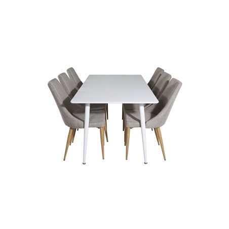 Polar Dining table 180 cm - White top / White Legs, Leone Dining Chair - Light Grey / Oak_6