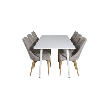 Polar Dining table 180 cm - White top / White Legs, Leone Dining Chair - Light Grey / Oak_6