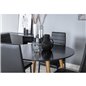 Plaza Round Dining Table - ø 100cm - Black / Oak, Slim High Back Dining Chair - Black Legs - Black PU_4