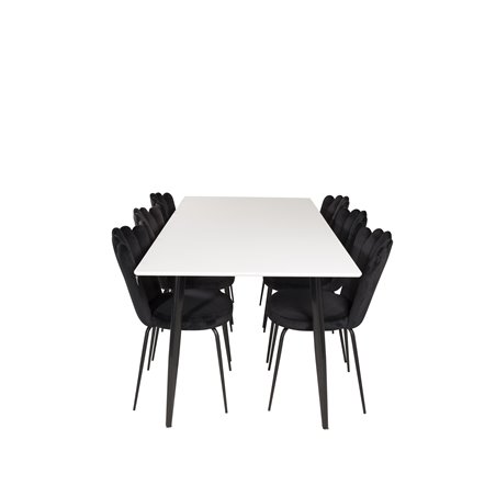 Polar Dining Table - 180*90*H75 - White / Black, Limhamn Light - Chair - Black Velvet_6