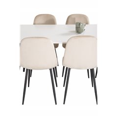 Polar Dining Table - 180*90*H75 - White / Black, Polar Dining Chair- Black legs / Beige Velvet (ersätter 19902-880)_6