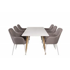 Polar Dining Table - 180*90*H75 - White / Oak, Comfort Dining Chair - Grey / White_6