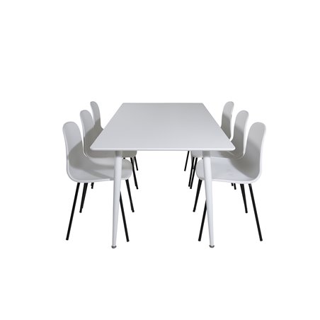 Polar Spisebord 180 cm - Hvid plade / Hvide Ben, Arctic Dining Chair - Sorte Ben - Hvid Pla stic_6