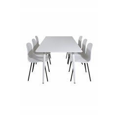 Polar Dining table 180 cm - White top / White Legs, Arctic Dining Chair - Black Legs - White Plastic_6