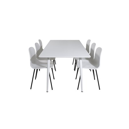 Polar Dining table 180 cm - White top / White Legs, Arctic Dining Chair - Black Legs - White Plastic_6