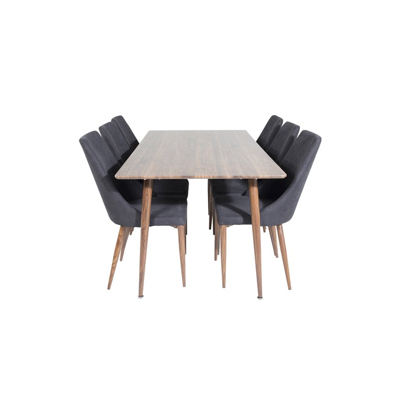 Polar Dining Table 180 cm - Walnut top - Walnut Legs, Leone Dining Chair - Walnut legs - Black Fabric_6