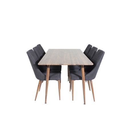 Polar Dining Table 180 cm - Walnut top - Walnut Legs, Leone Dining Chair - Walnut legs - Black Fabric_6