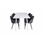 Polar Dining table 180 cm - White top / White Legs, Velvet Dining Chair - Black Flower fabric_6