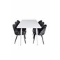 Polar Dining table 180 cm - White top / White Legs, Velvet Dining Chair - Black Flower fabric_6