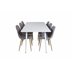 Polar Dining table 180 cm - White top / White Legs, Polar Dining Chair - Grey / Oak_6