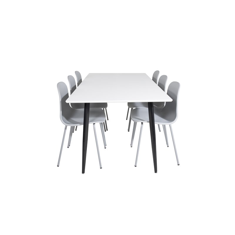 Polar Dining Table - 180*90*H75 - White / Black, Arctic Dining Chair - Grey Legs - Grey Plastic_6