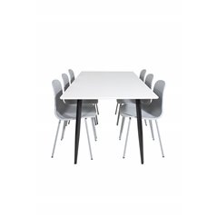 Polar Dining Table - 180*90*H75 - White / Black, Arctic Dining Chair - Grey Legs - Grey Plastic_6