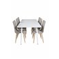 Polar Dining table 180 cm - White top / White Legs, Windu Lyx Dining Chair - Light Grey / Oak_6