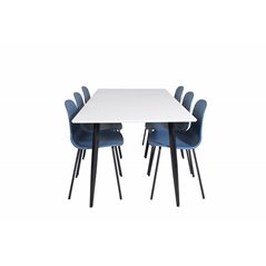 Polar Dining Table - 180*90*H75 - White / Black, Arctic Dining Chair - Black Legs - Blue Plastic_6