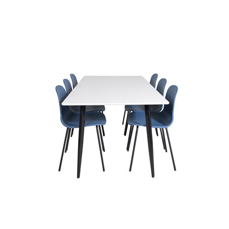 Polar Dining Table - 180*90*H75 - White / Black, Arctic Dining Chair - Black Legs - Blue Plastic_6