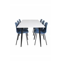 Polar Dining Table - 180*90*H75 - White / Black, Arctic Dining Chair - Black Legs - Blue Plastic_6