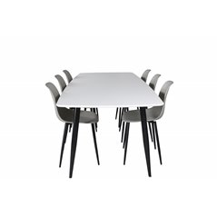 Polar Ellipse Dining Table - 240*100*H75 - White / Black, Polar Plastic Dining Chair - Black Legs / Grey Plastic_6