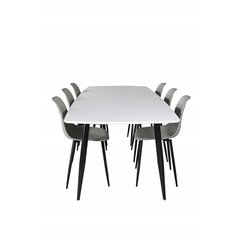 Polar Ellipse Dining Table - 240*100*H75 - White / Black, Polar Plastic Dining Chair - Black Legs / Grey Plastic_6