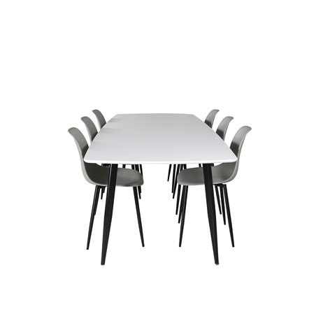 Polar Ellipse Dining Table - 240*100*H75 - White / Black, Polar Plastic Dining Chair - Black Legs / Grey Plastic_6