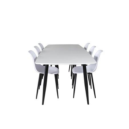 Polar Ellipse Dining Table - 240*100*H75 - White / Black, Polar Plastic Dining Chair - Black Legs / White Plastic_6