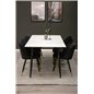 Polar Dining Table - 180*90*H75 - White / Black, Velvet Dining Chair Brass - Black / Black_6