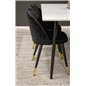 Polar Dining Table - 180*90*H75 - White / Black, Velvet Dining Chair Brass - Black / Black_6