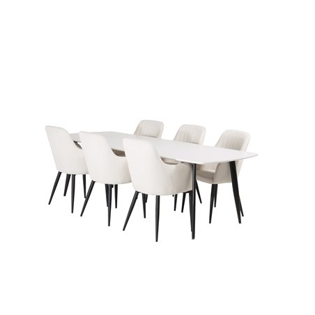 Polar Ellipse Dining Table - 240*100*H75 - White / Black, Comfort Dining Chair - Beige / Black_6