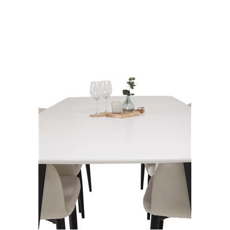 Polar Ellipse Dining Table - 240*100*H75 - White / Black, Comfort Dining Chair - Beige / Black_6