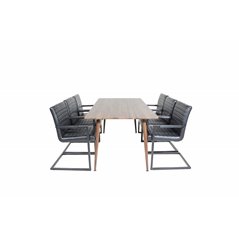 Polar Dining Table 180 cm - Walnut top - Walnut Legs, Art Armchair - Black / Black_6