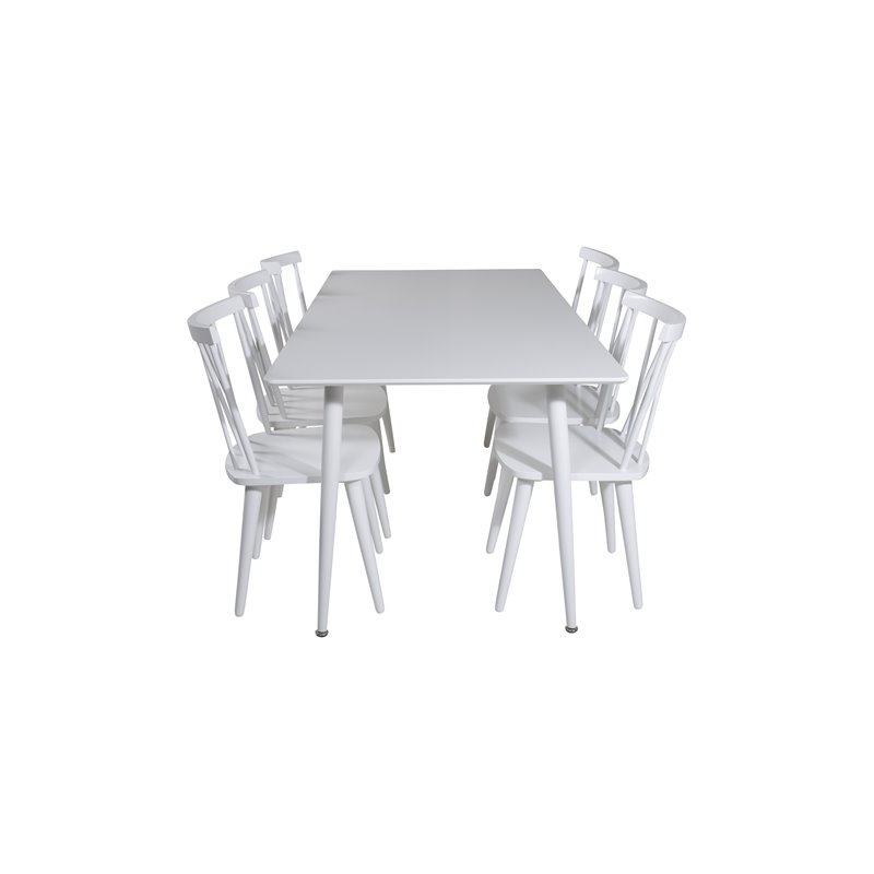 Polar Dining table 180 cm - White top / White Legs, Mariannelund Windsor Chair - White_6