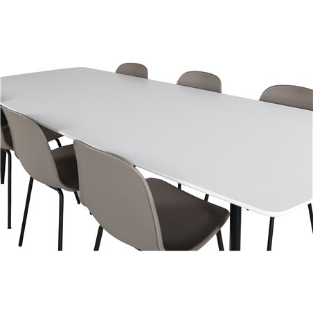 Polar Ellipse Dining Table - 240*100*H75 - White / Black, Arctic Dining Chair - Black Legs - Black Plastic_6