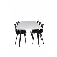 Polar Ellipse Spisebord - 240 * 100 * H75 - Hvid / Sort, Arctic Dining Chair - Sorte Ben - Sort Pla stic_6