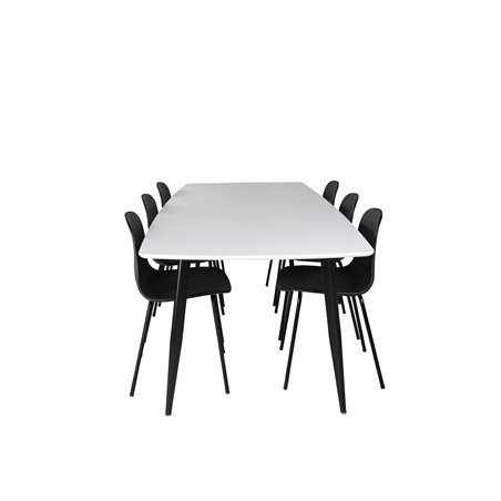 Polar Ellipse Dining Table - 240*100*H75 - White / Black, Arctic Dining Chair - Black Legs - Black Plastic_6