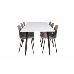 Polar Dining Table - 180*90*H75 - White / Black, Arctic Dining Chair - Black Legs - Khaki Plastic_6