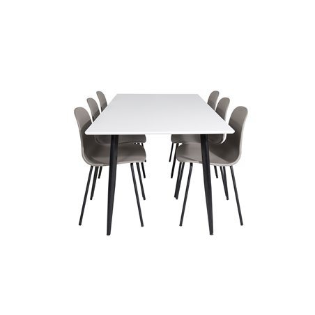 Polar Dining Table - 180*90*H75 - White / Black, Arctic Dining Chair - Black Legs - Khaki Plastic_6