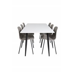 Polar Dining Table - 180*90*H75 - White / Black, Arctic Dining Chair - Black Legs - Khaki Plastic_6