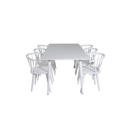 Polar Dining table 180 cm - White top / White Legs, Bullerbyn Windsor Dining Chair - White_6