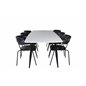 Polar Ellipse Dining Table - 240*100*H75 - White / Black, Arrow armchair - Black Legs - Black Flower printed Fabric_6