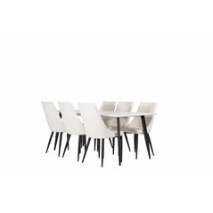 Polar Dining Table - 180*90*H75 - White / Black, Leone Dining Chair - Beige / Black_6