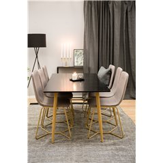 Polar Dining Table - 180*90*H75 - Black / Oak, X-Dining Chair - Grey / Oak_6