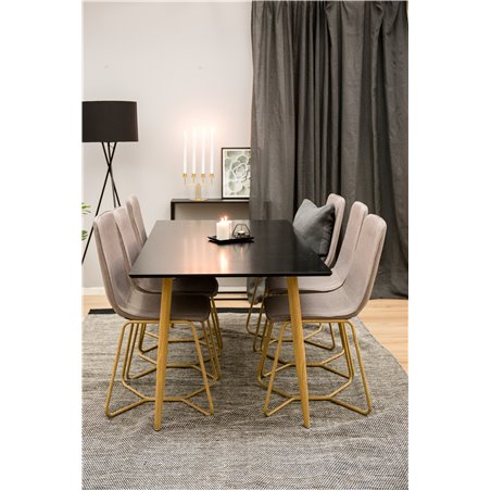 Polar Dining Table - 180*90*H75 - Black / Oak, X-Dining Chair - Grey / Oak_6