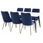 Polar Dining Table - 180*90*H75 - White / Black, Velvet Deluxe Dining Chair - Blue / Brass_6