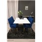 Polar Dining Table - 180*90*H75 - White / Black, Velvet Deluxe Dining Chair - Blue / Brass_6