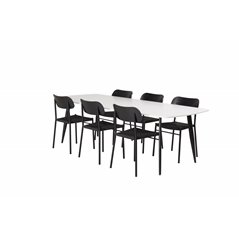 Polar Ellipse Dining Table - 240*100*H75 - White / Black, Polly Dining Chair - Black / Black_6