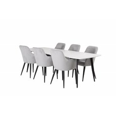 Polar Ellipse Dining Table - 240*100*H75 - White / Black, Comfort Dining Chair - Grey / Black _6