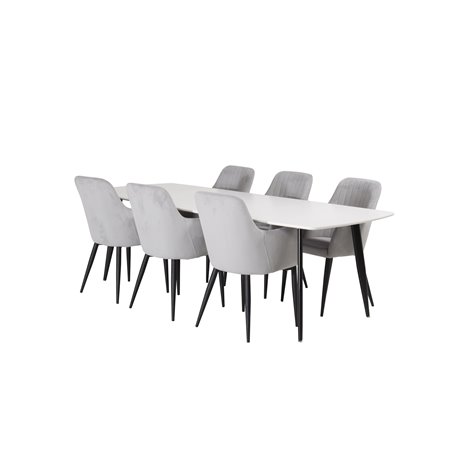 Polar Ellipse Dining Table - 240*100*H75 - White / Black, Comfort Dining Chair - Grey / Black _6