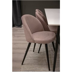 Polar Dining Table - 180*90*H75 - White / Black, Velvet Dining Chair Corduroy - Pink / Black_6