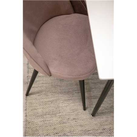 Polar Dining Table - 180*90*H75 - White / Black, Velvet Dining Chair Corduroy - Pink / Black_6