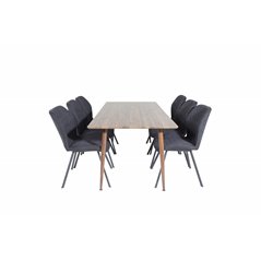 Polar Dining Table 180 cm - Walnut top - Walnut Legs, Gemma Dining Chair - Black Legs - Black Fabric_6